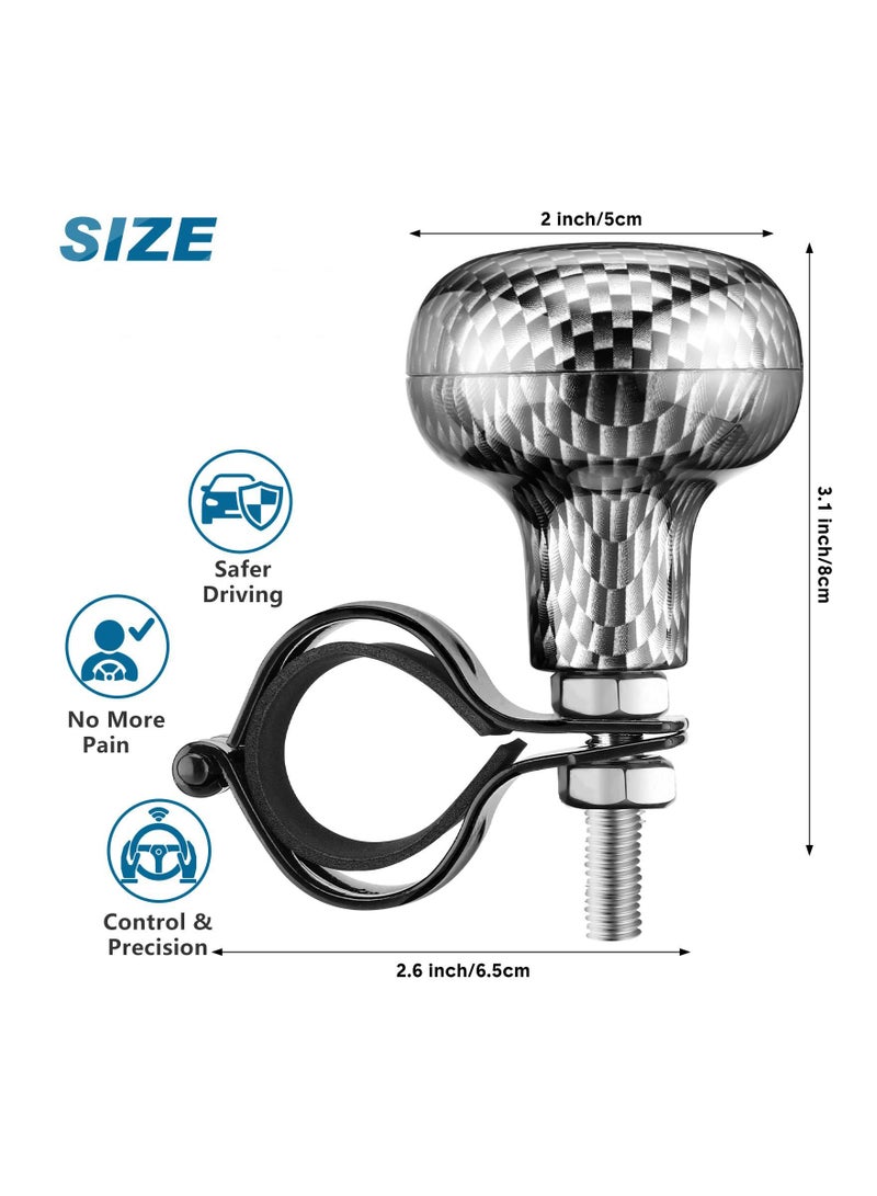 SYOSI Steering Wheel Spinner Knob, 2Pcs Vehicle Steering Wheel Turn Ball Knob Suicide Power Handle Accessories for Cars, Trucks, Tractors, Boats, Golf Cart, Black and Carbon Color - Image 5