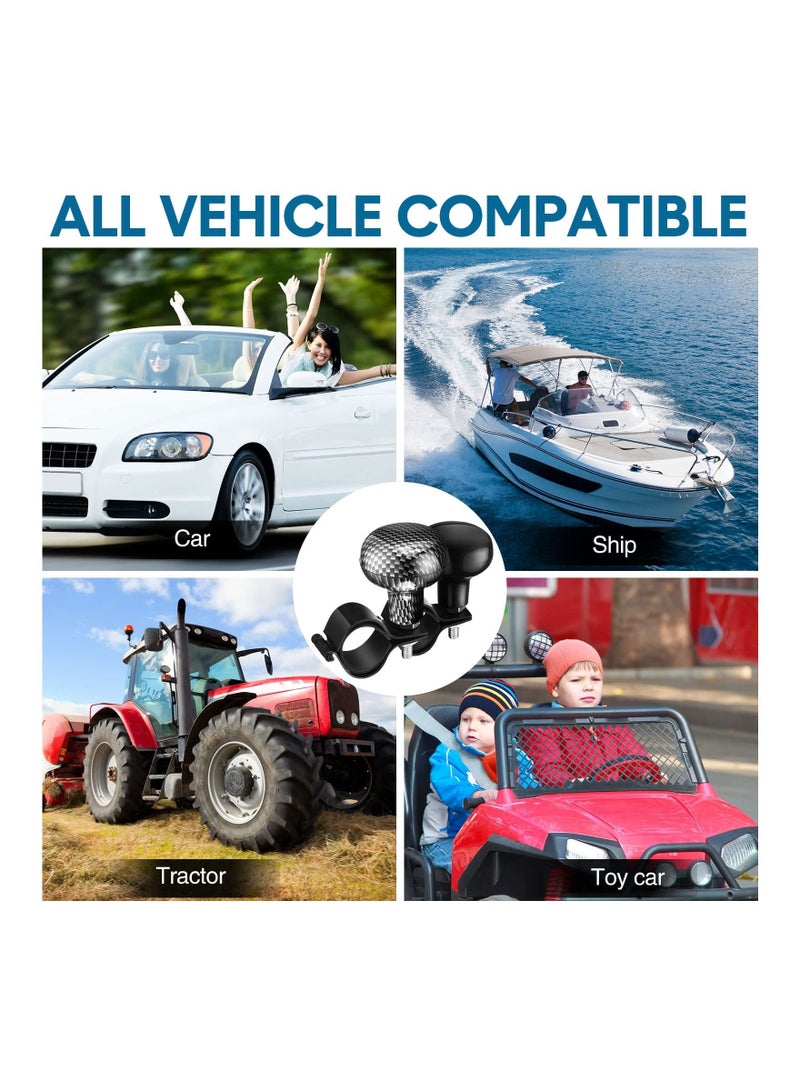 SYOSI Steering Wheel Spinner Knob, 2Pcs Vehicle Steering Wheel Turn Ball Knob Suicide Power Handle Accessories for Cars, Trucks, Tractors, Boats, Golf Cart, Black and Carbon Color - Image 3