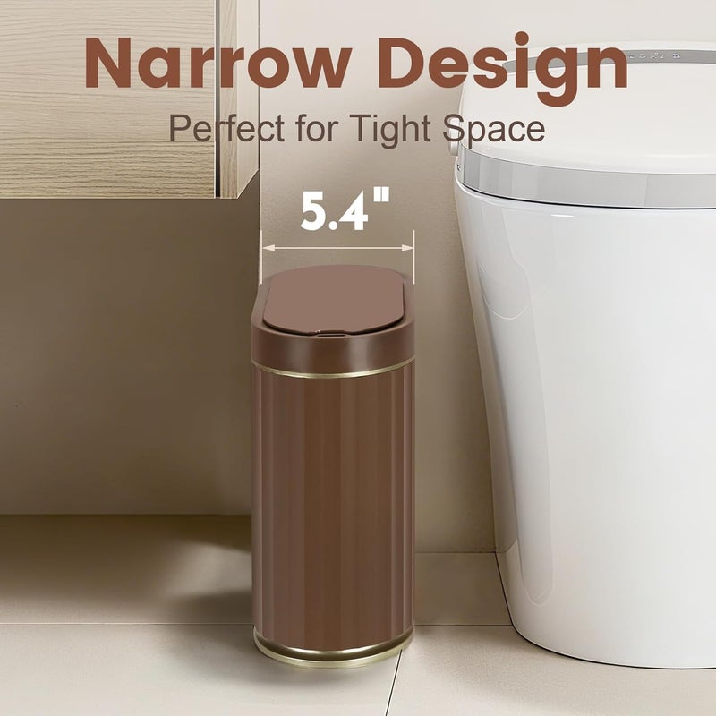 ELPHECO Touchless Sensor Trash Can 2 Gallon Waterproof Motion Sensor Trash Can, Automatic Bathroom Trash Bin, Slim Garbage Can (Brown, 2 Gallon) - Image 4