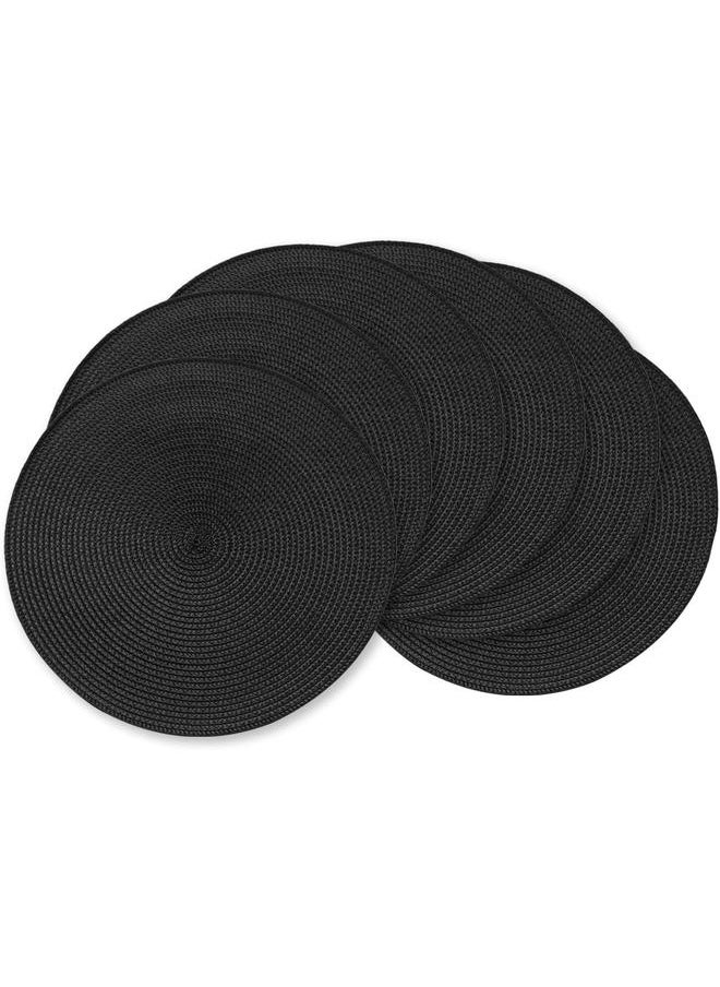 yongsheng Round Braided Placemats 15 Inch Round Table Mats for Dining Tables Washable Woven Heat Resistant Place mats Set of 6 (Black)  - Image 1