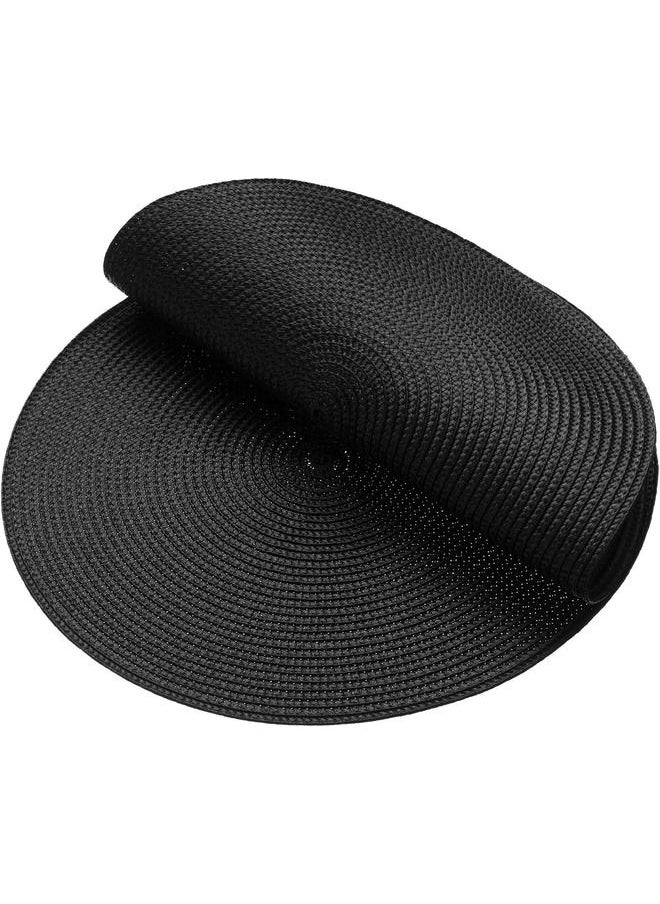 yongsheng Round Braided Placemats 15 Inch Round Table Mats for Dining Tables Washable Woven Heat Resistant Place mats Set of 6 (Black)  - Image 3