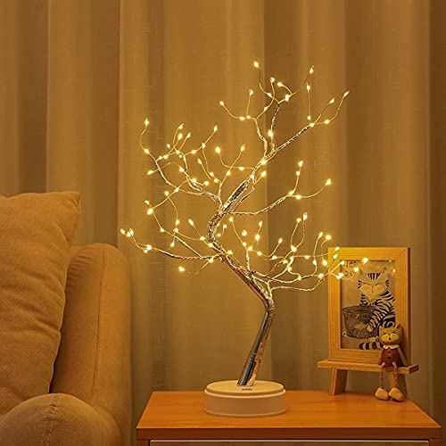 CORALTREE شجرة كورال تري - شجرة بونساي للطاولة بإضاءة - 20 بوصة - مصباح شجرة الروح بلمسة جنية مع 108 أضواء LED، ديكور شجرة اصطناعية مضاءة للأعمال اليدوية، هدية للمنزل، غرفة النوم، الزفاف، المهرجان، الحفلات (أبيض دافئ) - Image 5