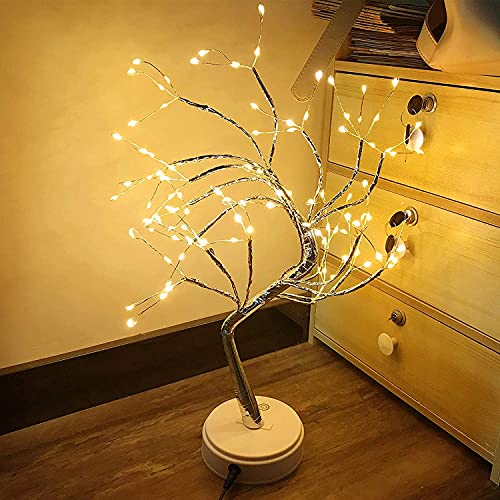 CORALTREE شجرة كورال تري - شجرة بونساي للطاولة بإضاءة - 20 بوصة - مصباح شجرة الروح بلمسة جنية مع 108 أضواء LED، ديكور شجرة اصطناعية مضاءة للأعمال اليدوية، هدية للمنزل، غرفة النوم، الزفاف، المهرجان، الحفلات (أبيض دافئ) - Image 1