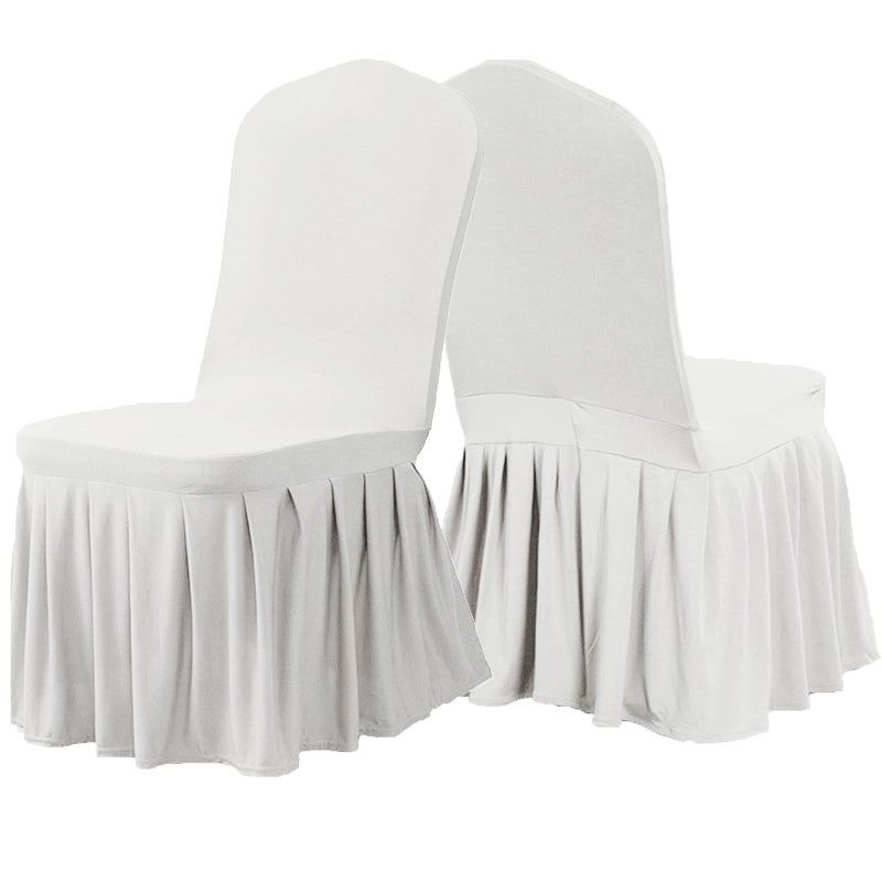 Dimatic Dining Room Chair Covers Set of 2, Stretch Parsons Slipcovers with Skirt Super Fit Spandex Chair Seat Protector Cover for Dining Room, Hotel, Ceremony (White) - Image 4