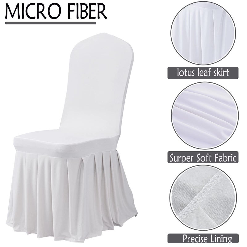 Dimatic Dining Room Chair Covers Set of 2, Stretch Parsons Slipcovers with Skirt Super Fit Spandex Chair Seat Protector Cover for Dining Room, Hotel, Ceremony (White) - Image 3