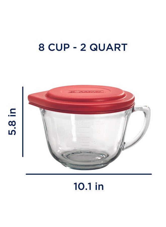 Anchor Hocking Anchor Hocking Batter Bowl, 2 Quart Glass Mixing Bowl with Red Lid  - Image 2