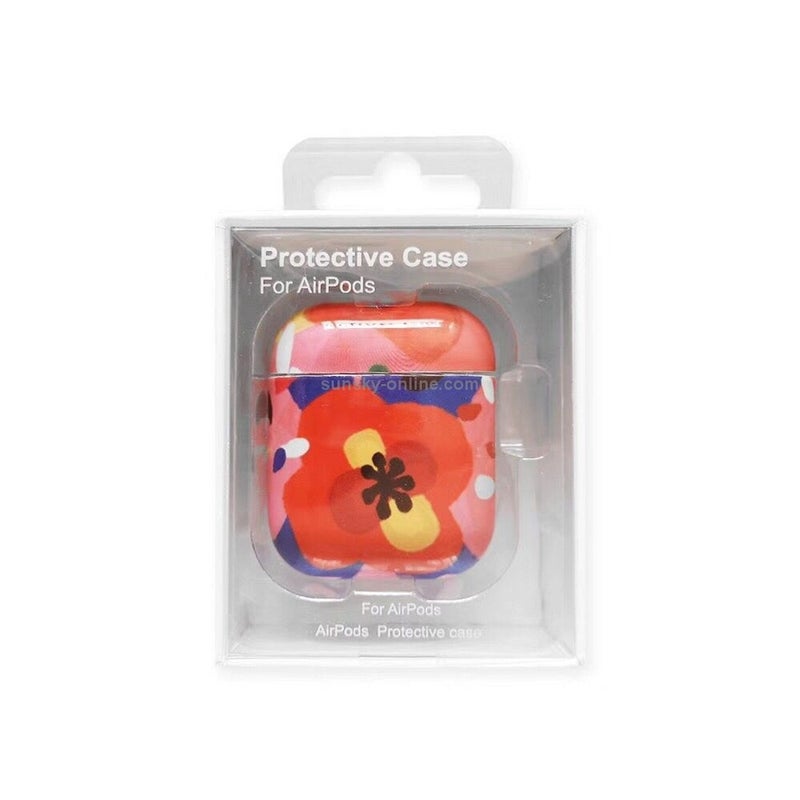 Orange Pattern Dropproof Wireless Earphones Charging Box Protective Case for Apple AirPods