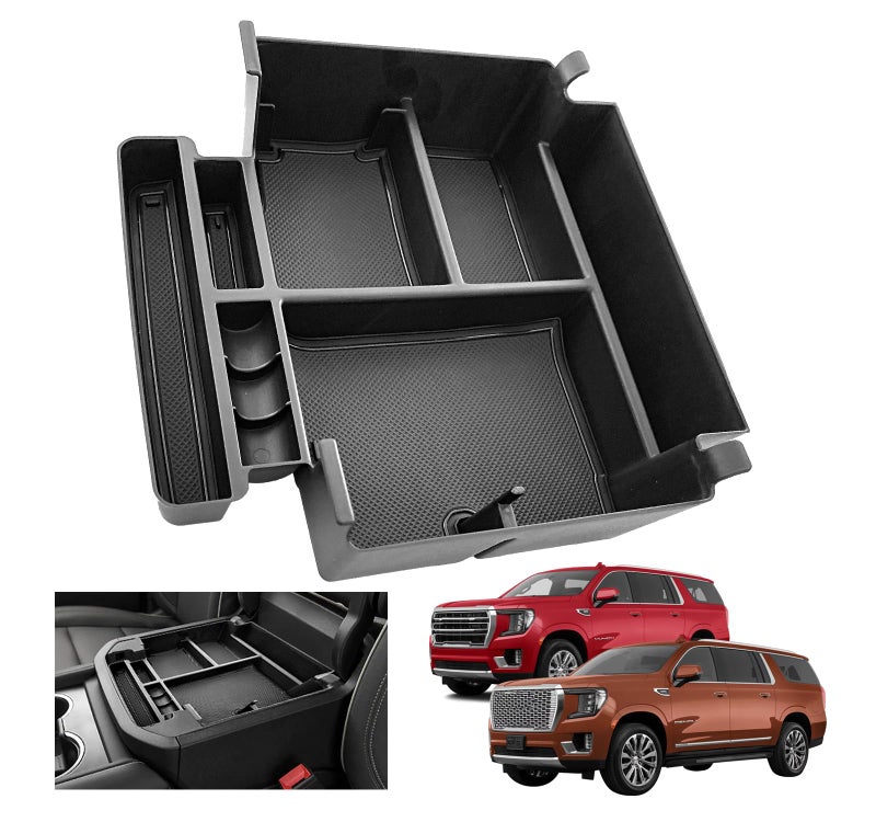 Full Coverage 2025 Suburban Yukon Tahoe Premier Sliding Console Tray Center Console Organizer Tray for GMC Yukon Chevy Tahoe Suburban 2021 20222024 2025 Armrest Storage Box 2023 Chevrolet Suburban
