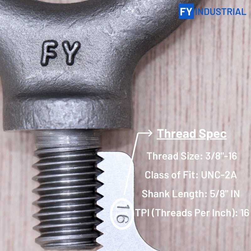 FY 2 Pcs Lifting Shoulder Eye Bolts 3/8""-16 X 5/8"" - Image 5