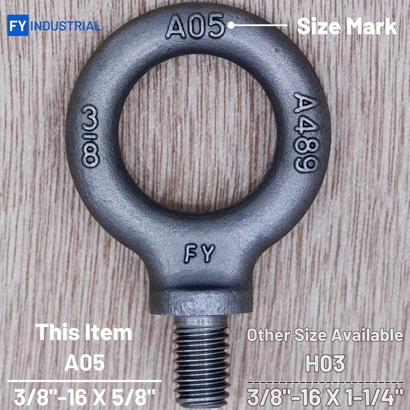FY 2 Pcs Lifting Shoulder Eye Bolts 3/8""-16 X 5/8"" - Image 4