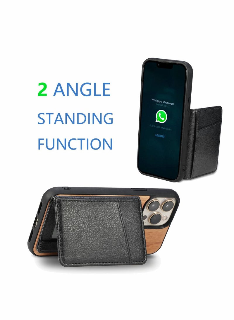 Y&D Cell Phone Wallet Stick On for Cases, 6 Credit Cards Holder Flip Leather Pocket Smart Cellphones (iPhone/Android/Samsung Galaxy) - Image 5