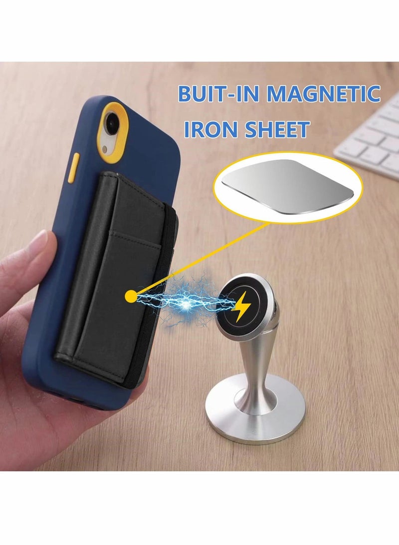 Y&D Cell Phone Wallet Stick On for Cases, 6 Credit Cards Holder Flip Leather Pocket Smart Cellphones (iPhone/Android/Samsung Galaxy) - Image 4