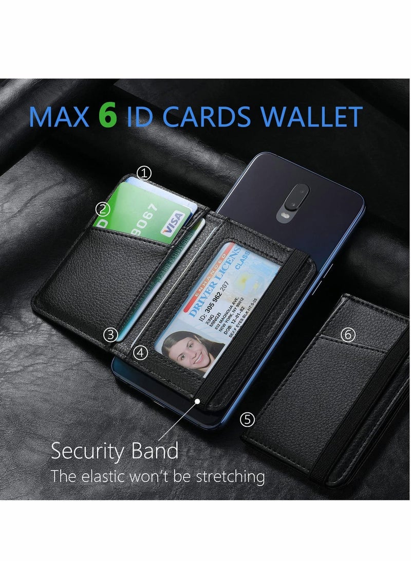 Y&D Cell Phone Wallet Stick On for Cases, 6 Credit Cards Holder Flip Leather Pocket Smart Cellphones (iPhone/Android/Samsung Galaxy) - Image 2