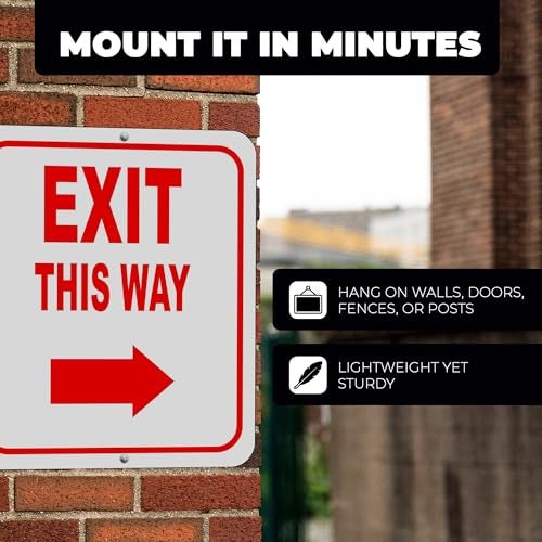 Work House Signs اتجه من هنا - علامة سهم لليسار - اتجاه للخروج، علامات الألمنيوم للأعمال - لافتات الحانات، مقهى - لافتات المتاجر بالتجزئة - علامات الألمنيوم الداخلية والخارجية - 8.5" X 10" - Image 5