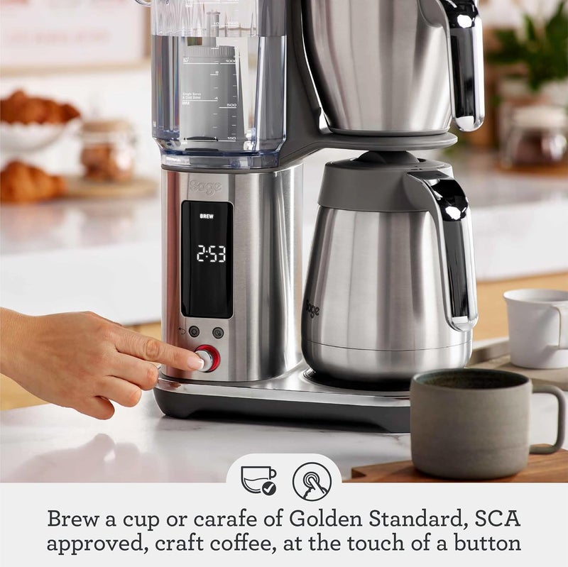 Sage - The Luxe Brewer Thermal One Touch Crafted Coffee - SCA Golden Cup, Programmable, Dual-Wall Thermal Carafe, Cone & Flat Bottom Filters, 1.77L Removable Water Tank - Image 3