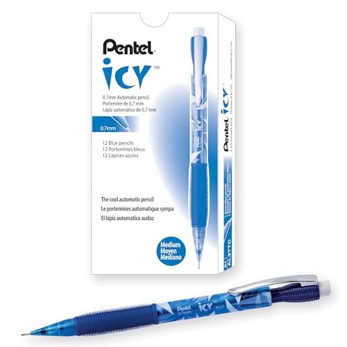 Pentel AL27TC Icy Mechanical Pencil, .7mm, Trans Blue, Dozen - Image 1