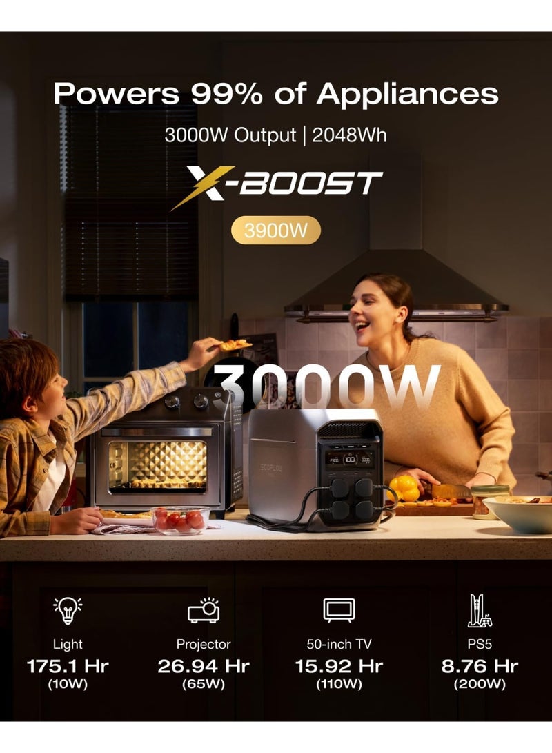 ECOFLOW EF ECOFLOW Portable Power Station DELTA 3 Max Plus, 2048Wh LiFePO4 Battery, Solar Generator (Solar Panel Optional), 3000W AC Output, 0–80% Fast Charge in 47 min, 10ms UPS Backup,Reliable Home Backup - Image 3
