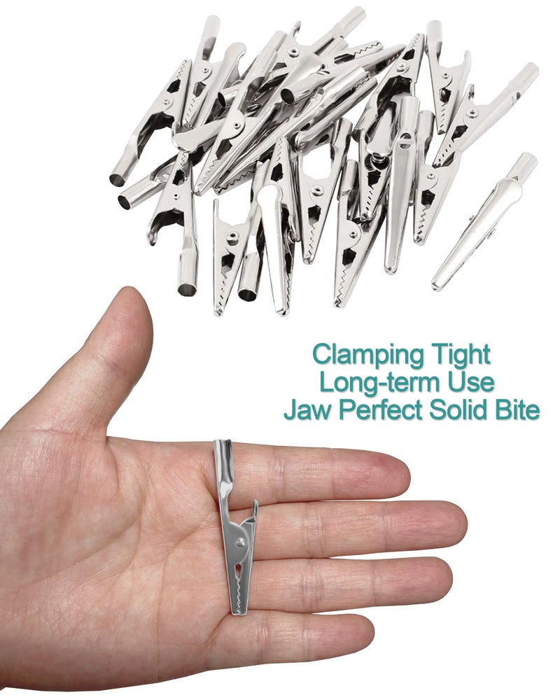 Xuduvay 25 Pcs 2 Inches / 51 mm Metal Alligator Clip Spring Clamps,Silver Tone Nickel Plated, used in laboratory electric testing work and Cable Lead Clip - Image 2