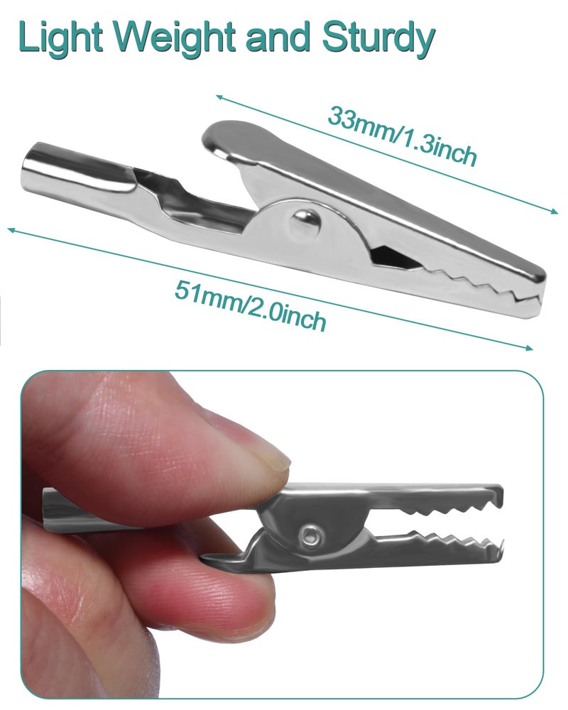 Xuduvay 25 Pcs 2 Inches / 51 mm Metal Alligator Clip Spring Clamps,Silver Tone Nickel Plated, used in laboratory electric testing work and Cable Lead Clip - Image 4