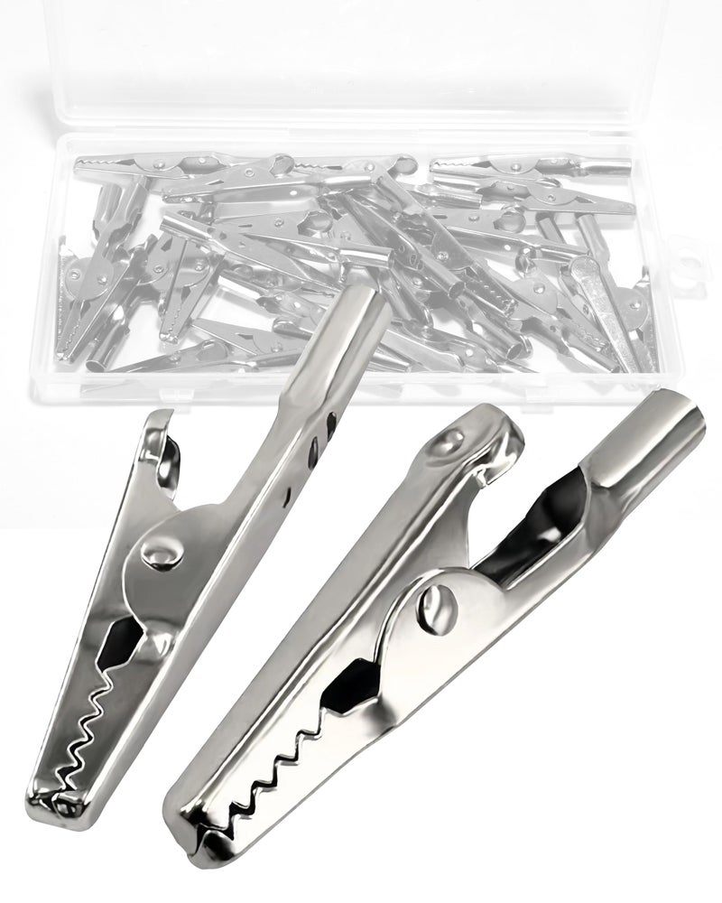 Xuduvay 25 Pcs 2 Inches / 51 mm Metal Alligator Clip Spring Clamps,Silver Tone Nickel Plated, used in laboratory electric testing work and Cable Lead Clip - Image 1