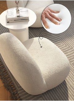 Merry Moments Paulin Chair White Boucle Armchair Upholstered Armchair Lounge Chair Sofa Chair Dining Chair Makeup Chair for Bedroom Living Dining Retail H70xW80xL84 cm  - Image 5