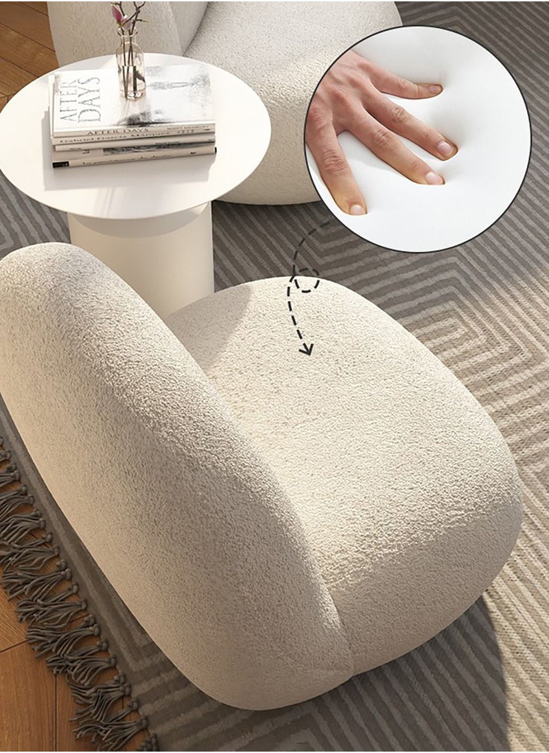 Merry Moments Paulin Chair White Boucle Armchair Upholstered Armchair Lounge Chair Sofa Chair Dining Chair Makeup Chair for Bedroom Living Dining Retail H70xW80xL84 cm  - Image 5