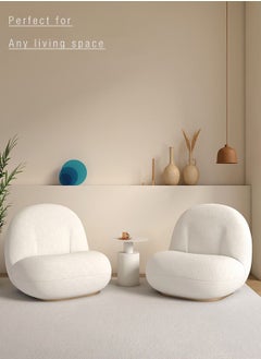 Merry Moments Paulin Chair White Boucle Armchair Upholstered Armchair Lounge Chair Sofa Chair Dining Chair Makeup Chair for Bedroom Living Dining Retail H70xW80xL84 cm  - Image 2