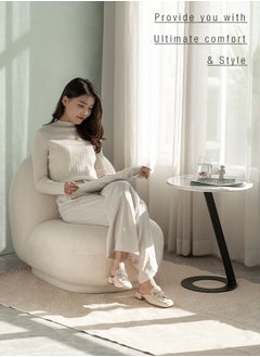 Merry Moments Paulin Chair White Boucle Armchair Upholstered Armchair Lounge Chair Sofa Chair Dining Chair Makeup Chair for Bedroom Living Dining Retail H70xW80xL84 cm  - Image 3