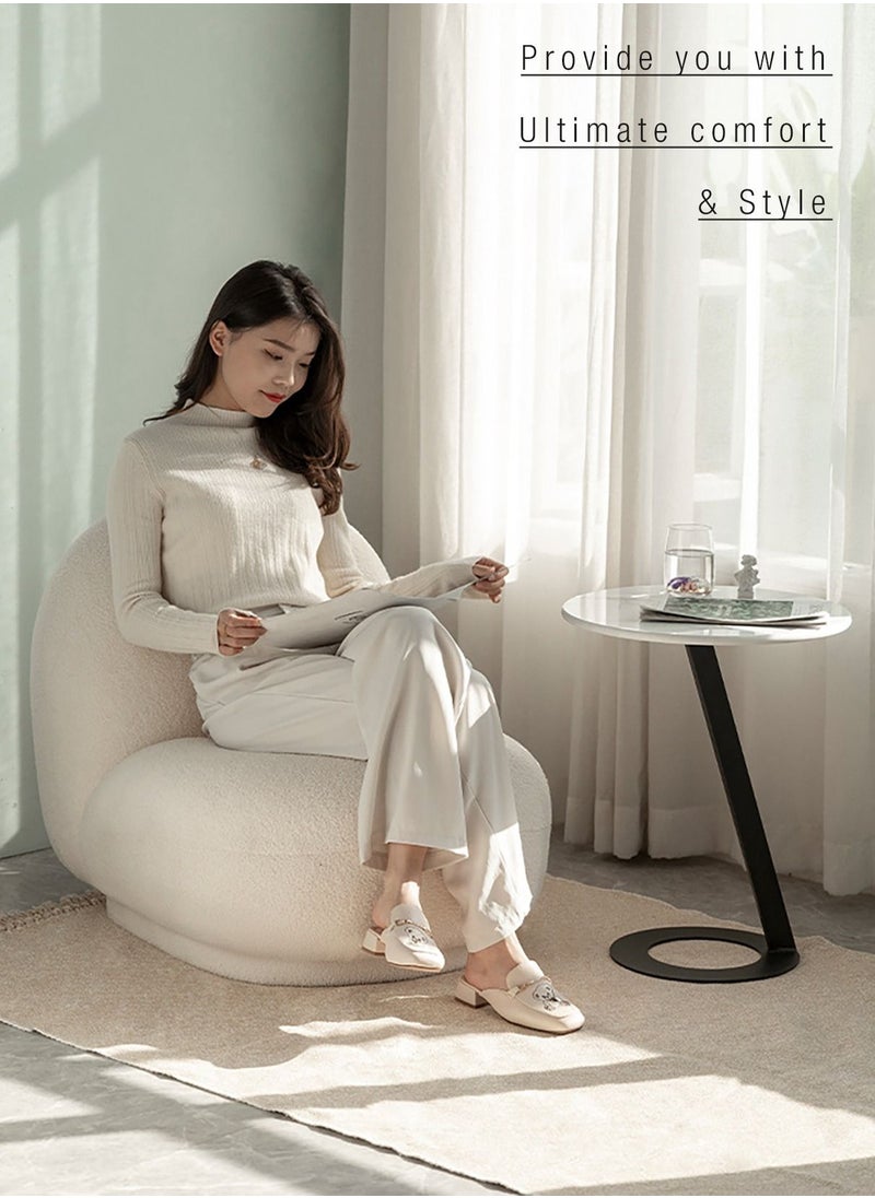 Merry Moments Paulin Chair White Boucle Armchair Upholstered Armchair Lounge Chair Sofa Chair Dining Chair Makeup Chair for Bedroom Living Dining Retail H70xW80xL84 cm  - Image 3