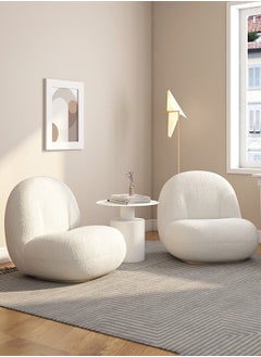 Merry Moments Paulin Chair White Boucle Armchair Upholstered Armchair Lounge Chair Sofa Chair Dining Chair Makeup Chair for Bedroom Living Dining Retail H70xW80xL84 cm  - Image 4