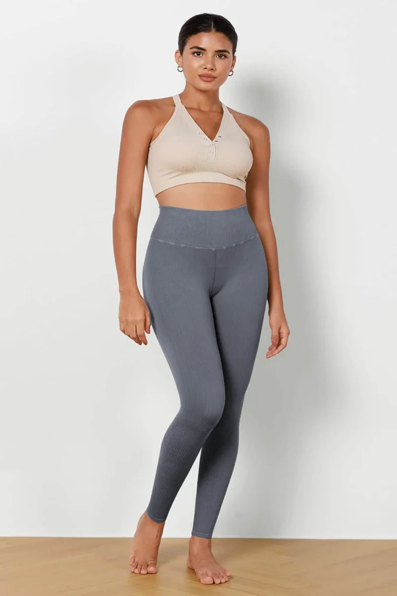 Hepsine Rakip Competing All Women's High Waist Ribbed Flexible Sports Tights 4117