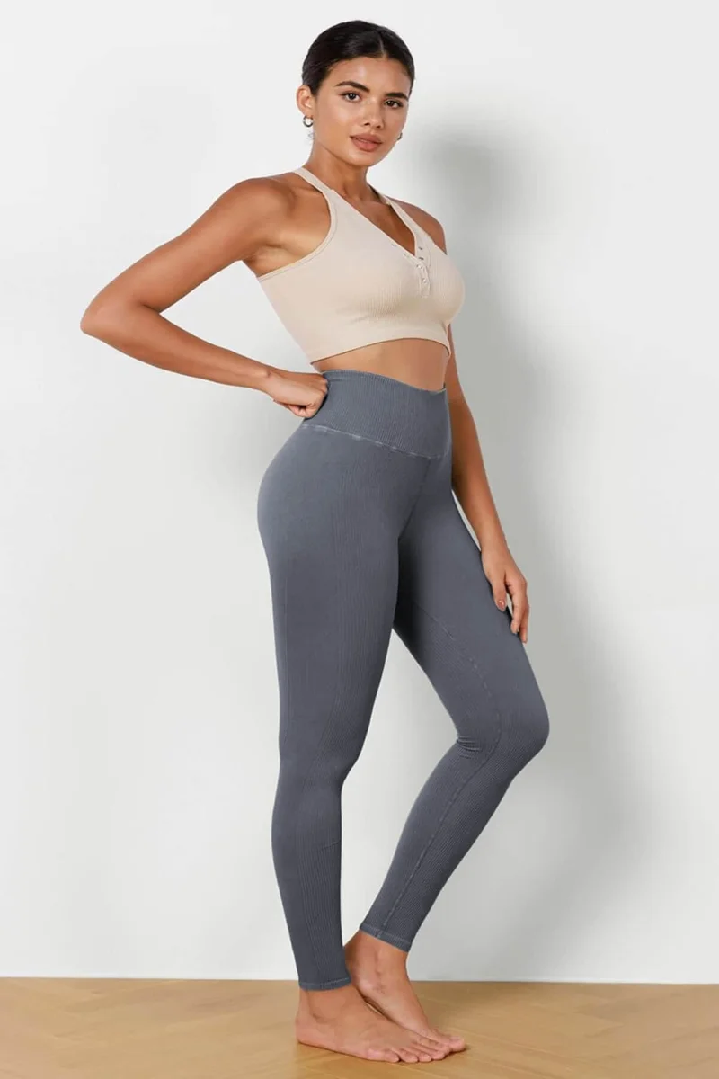 Hepsine Rakip Competing All Women's High Waist Ribbed Flexible Sports Tights 4117