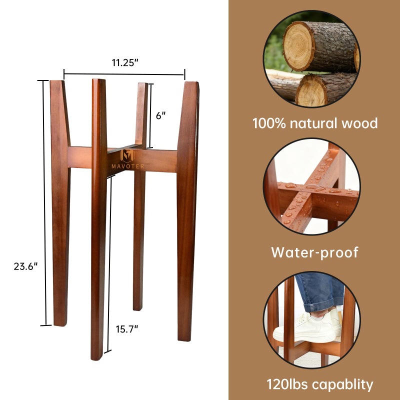 MAVOTER 24" Tall Plant Stand ,Wood Plant Stands Indoor, Mid Century Plant Corner Flower Holder Outdoor Suitable for Plant Pots & Water Dispenser Under 10" (Pot & Plant Not Included) - Image 2