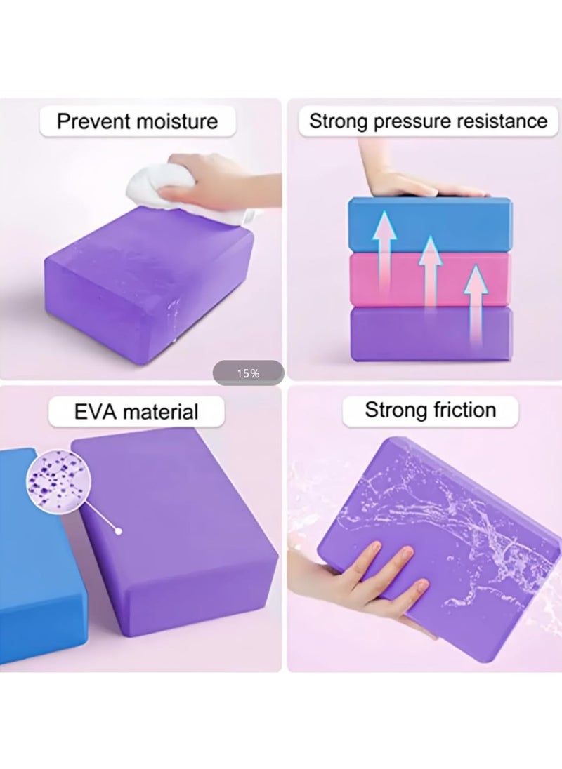 بيوينتي Yoga Block - EVA Foam blocks - High Density Foam Yoga Blocks - Premium Design Yoga Bricks Non-slip  Travel friendly - Improve strength, Balance and Flexibility(2Pcs)  - Image 2