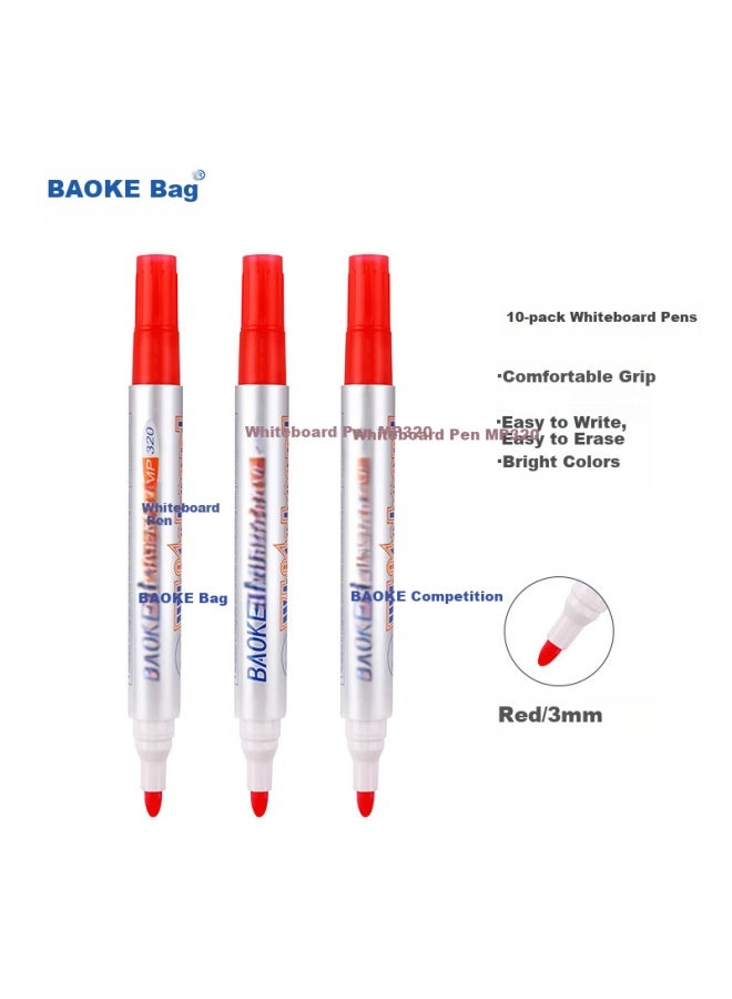 Baoke (Baoke) Mp320 Office Conference Teaching Whiteboard Pen Erasable Red 10Pcs/Box - Image 2