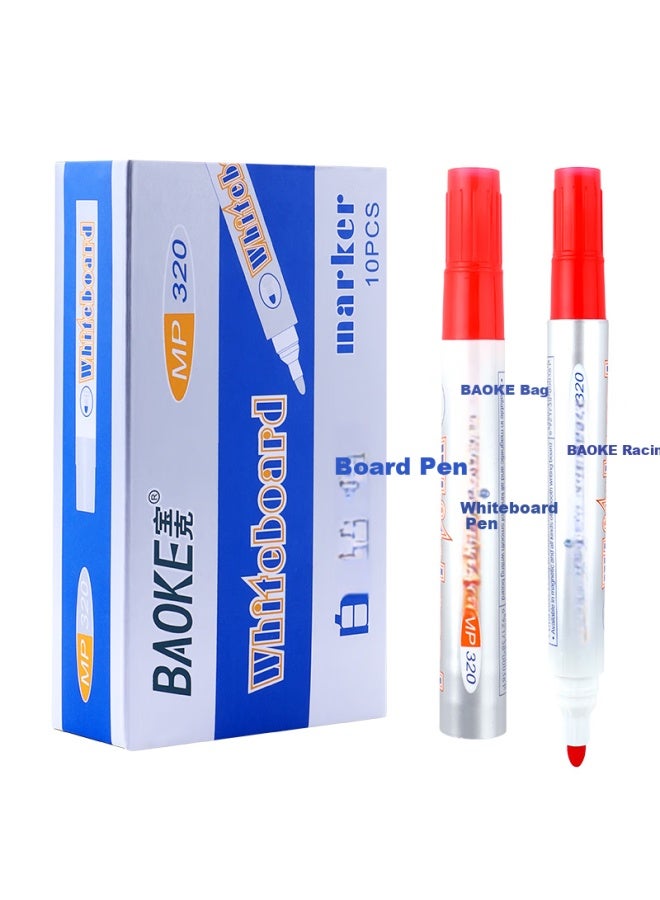Baoke (Baoke) Mp320 Office Conference Teaching Whiteboard Pen Erasable Red 10Pcs/Box - Image 1