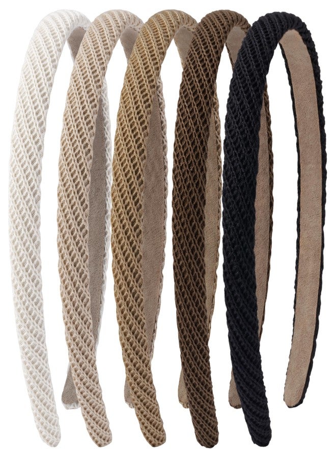 Sunolga 5 Pack Headbands for Women Girls Non Slip Knitted Hairbands Head bands Trendy Hair Accessories - Image 1