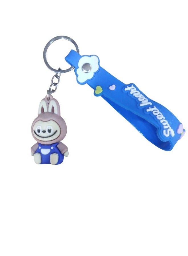 Labubu Toy Keychain Cartoon 3D Plastic Lovely Keychain (Assorted Color)