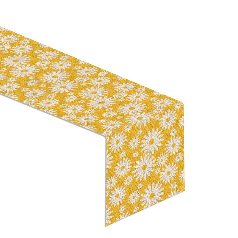 Rainlemon Linen Daisy Table Runner Spring Summer Wedding Home Dinning Room Decoration