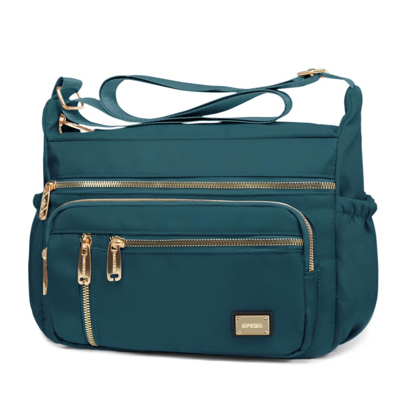 NPBAG Crossbody Bag for Women, Nylon Shoulder Purse Handbag Messenger Bag, Trendy Pocketbooks, Waterproof and Multi-Pockets (Teal Blue) - Image 1