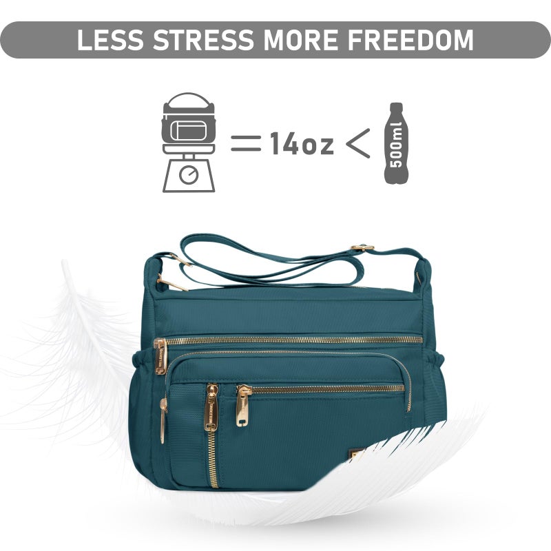 NPBAG Crossbody Bag for Women, Nylon Shoulder Purse Handbag Messenger Bag, Trendy Pocketbooks, Waterproof and Multi-Pockets (Teal Blue) - Image 5