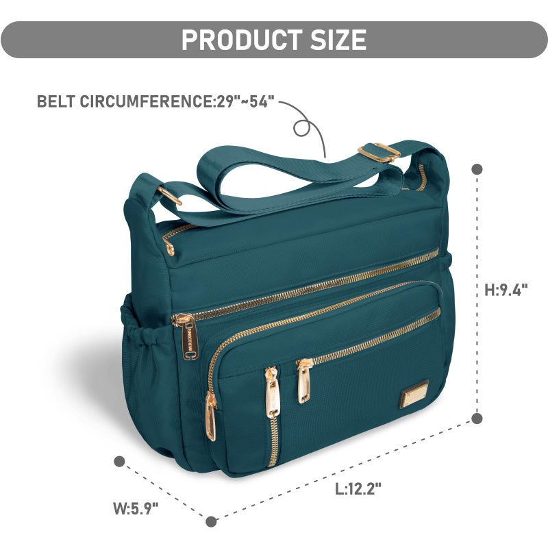 NPBAG Crossbody Bag for Women, Nylon Shoulder Purse Handbag Messenger Bag, Trendy Pocketbooks, Waterproof and Multi-Pockets (Teal Blue) - Image 4