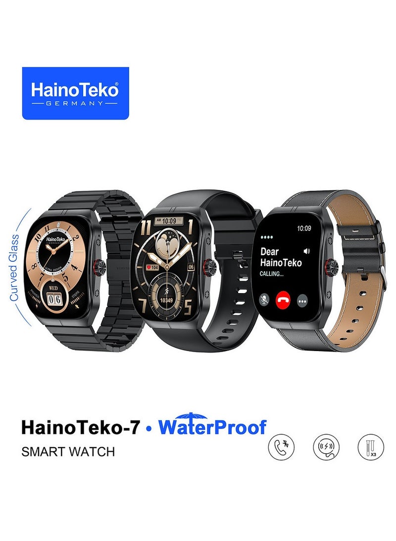 Haino Teko 7 Smart Watch with AMOLED Curved Display WATERPROOF & 3 Pairs of Straps (Silver) - Image 2
