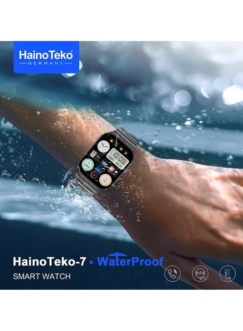 Haino Teko 7 Smart Watch with AMOLED Curved Display WATERPROOF & 3 Pairs of Straps (Silver) - Image 3