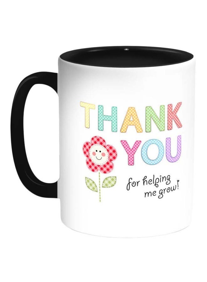 RYN Thank You For Helping Me Grow Printed Coffee Mug Black/White/Green 325ml