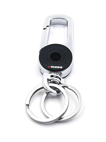 Omuda Stylish Hook Locking Silver Metal Carabiner Double Ring Hook Metal Key Chain for Men & Women - Image 1