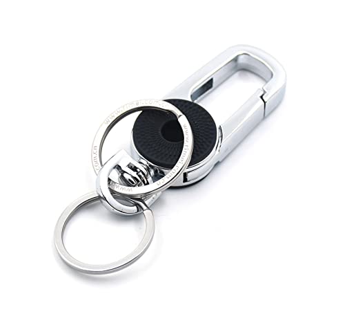 Omuda Stylish Hook Locking Silver Metal Carabiner Double Ring Hook Metal Key Chain for Men & Women - Image 5