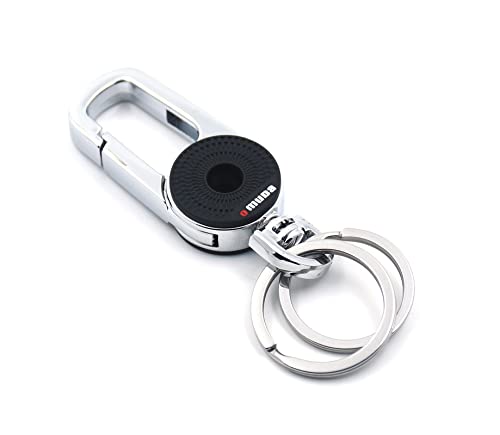 Omuda Stylish Hook Locking Silver Metal Carabiner Double Ring Hook Metal Key Chain for Men & Women - Image 2