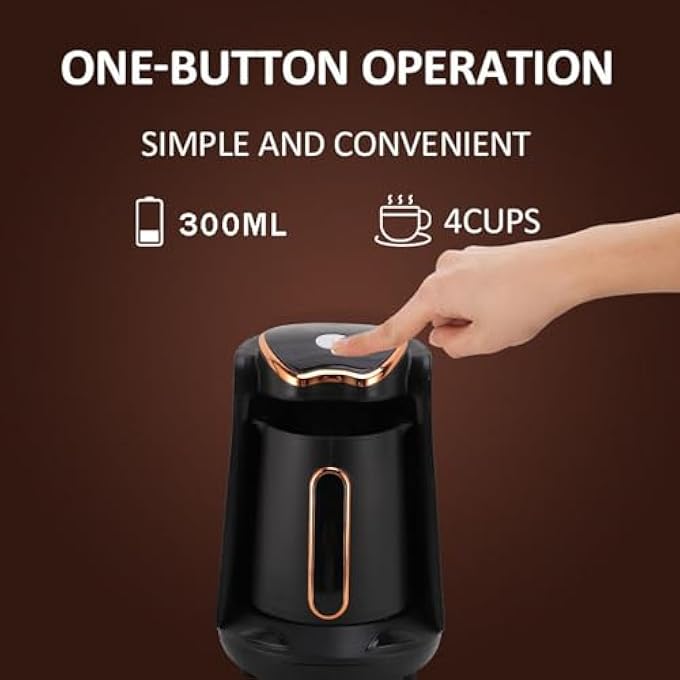 Asixxsix Turkish Coffee Maker 600W 4 Cups Turkish Coffee Machine Automatic Turkish Greek Coffee Machine Anti Overflow Anti Dry Burning Turkish Coffee Pot Uk Plug 220V - Image 3
