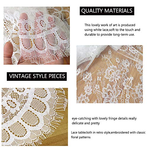 B.Cool B-COOL White Lace Tablecloth Rectangle 60x120 Inches Long Embroidered Vintage Table Cloths Wedding Decorations for Rustic Parties Reception Home Outdoor Thanksgiving Table Decor - Image 5